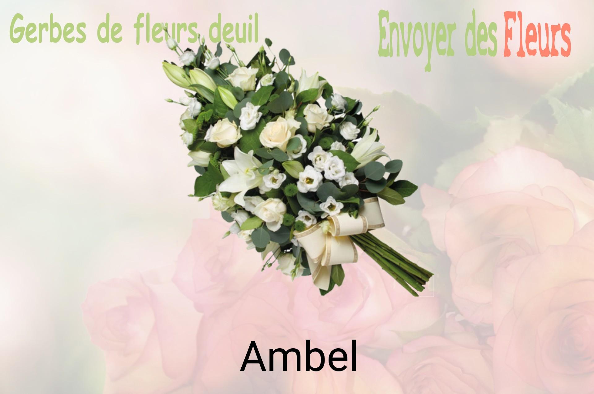 Gerbe de fleurs de deuil livrée à Ambel